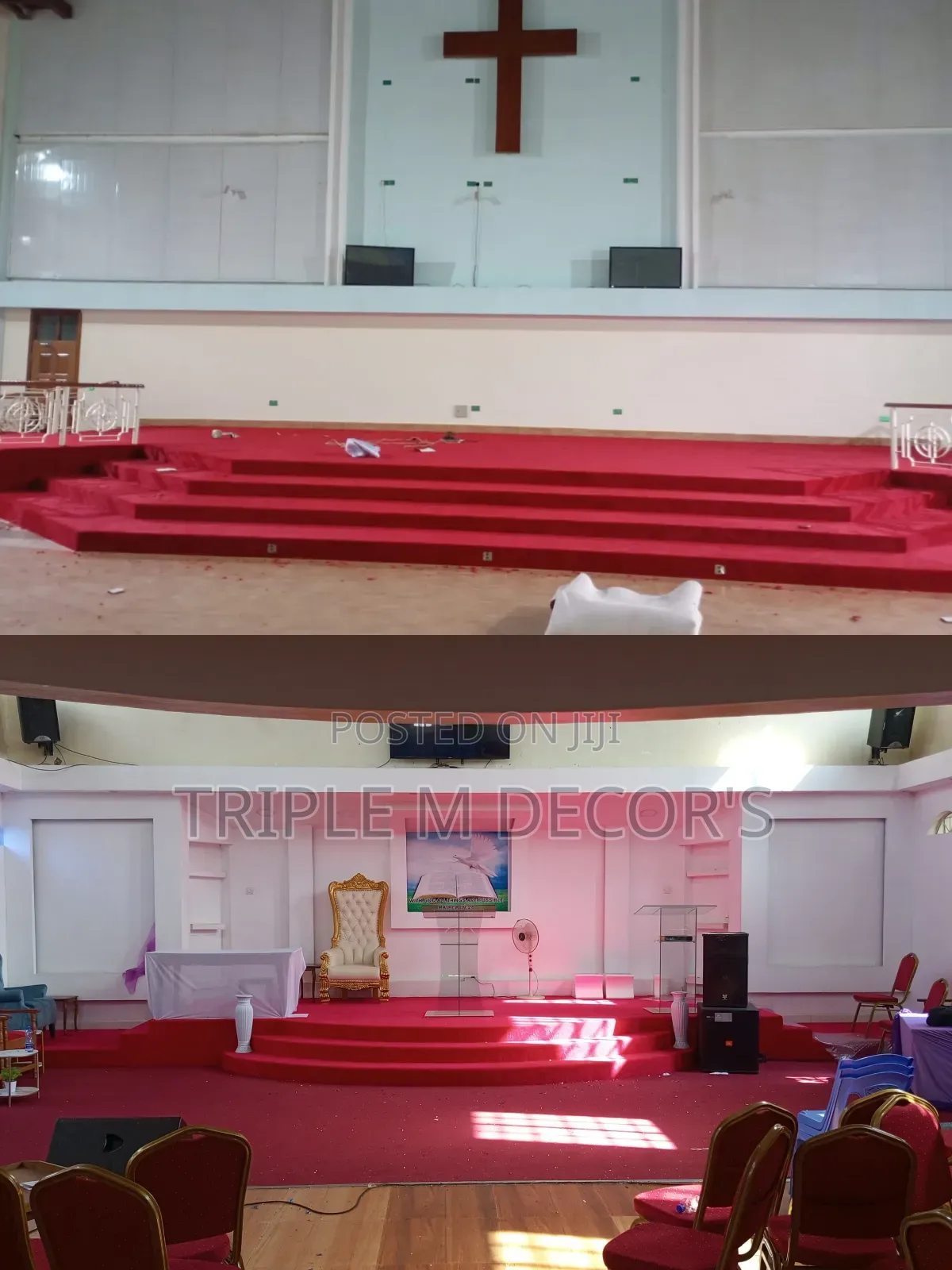 Red 4mm Delta Carpet for Quick Church Upgrade