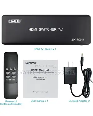 60Hz HDMI Switcher 7x1 With IR Remote Control