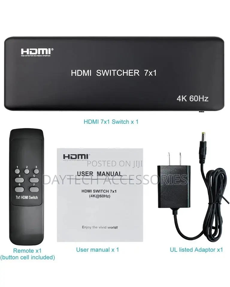60Hz HDMI Switcher 7x1 With IR Remote Control