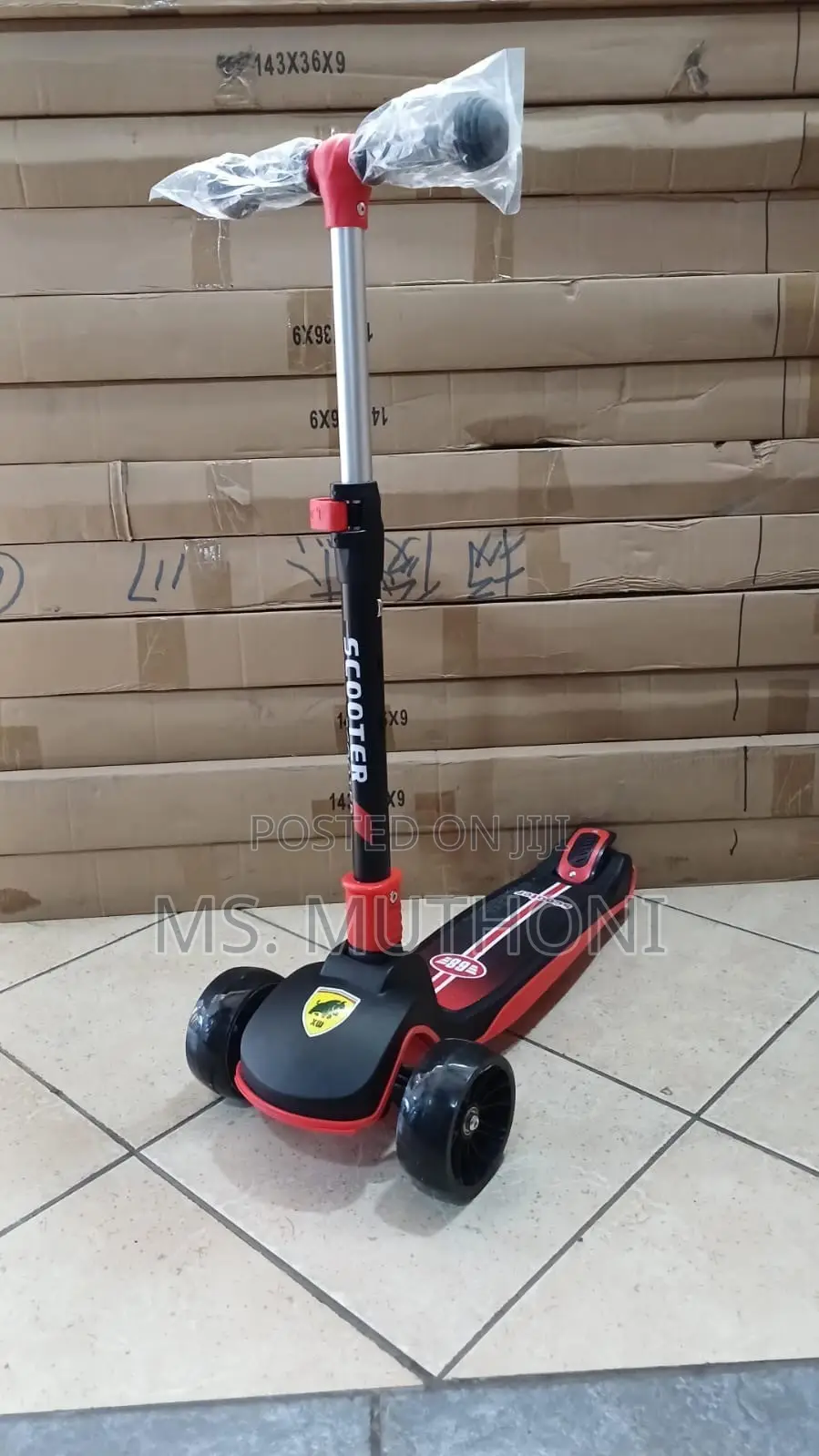 Height-Adjustable 3-Wheel Ferrari Scooter With LED Light-Up Wheels