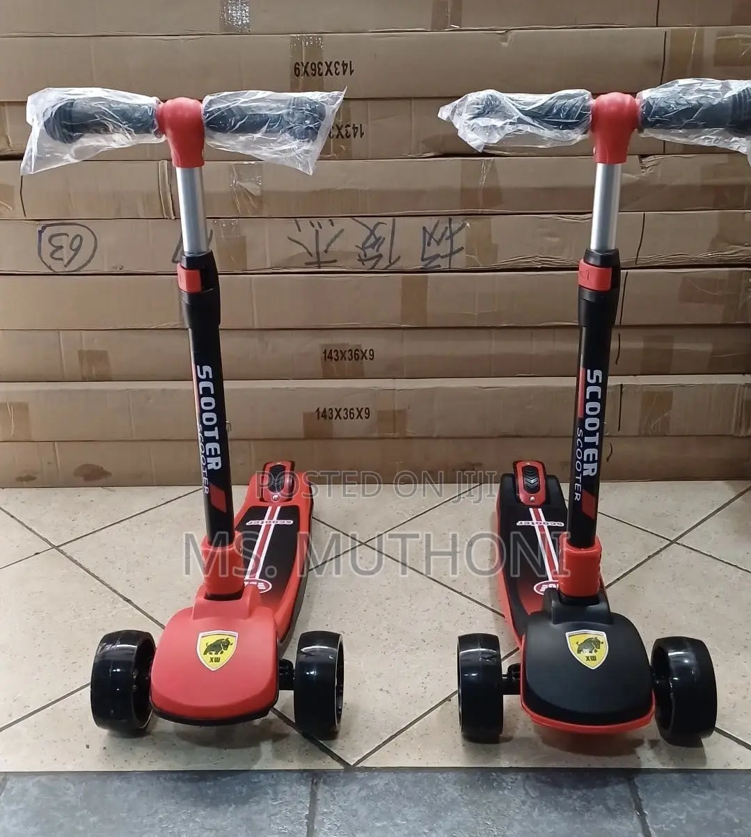 Height-Adjustable 3-Wheel Ferrari Scooter With LED Light-Up Wheels