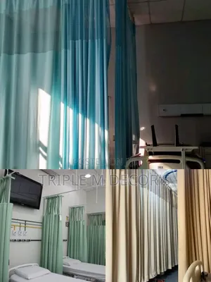 Heavy-Duty Polyester Hospital Curtains With Mesh