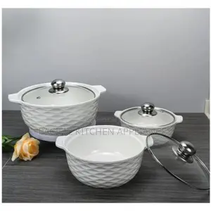 Set of 3 White Soup Pots