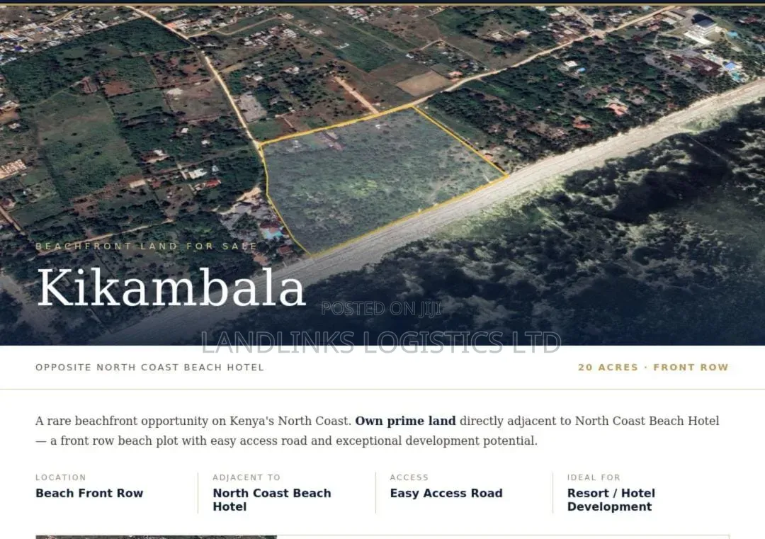 Mombasa Mtwapa Kikambala Beach Land 20 Acres
