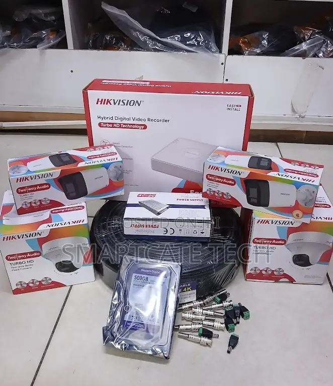 Hikvision 4CH CCTV Kit – 2 Dome + 2 Bullet Cameras, 2-Way Audio