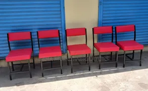 Office Chairs With Red Faux Fabric.