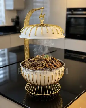 S.steel White /Gold Accents 8L Hanging Lid Luxury Chaffing Dish