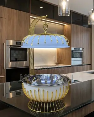S.steel White /Gold Accents 8L Hanging Lid Luxury Chaffing Dish