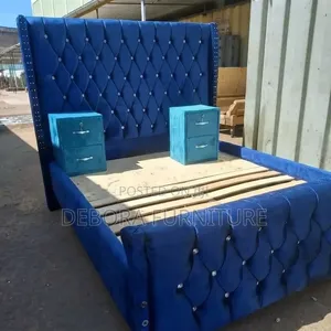 Luxury Crystal Button-Tufted Bed Frame Bedside Cabinets Set