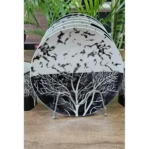 6 PCs Set Decorated Ceramic Tree Plates for Elevated Dinner Experience