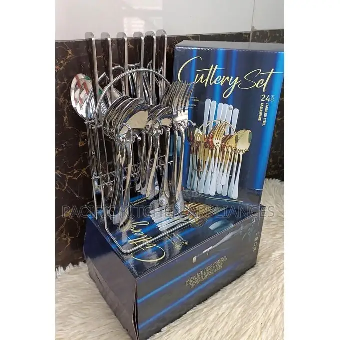 24 PCS Pure Stainless Steel Cutlery Set Durable Dining Flatware