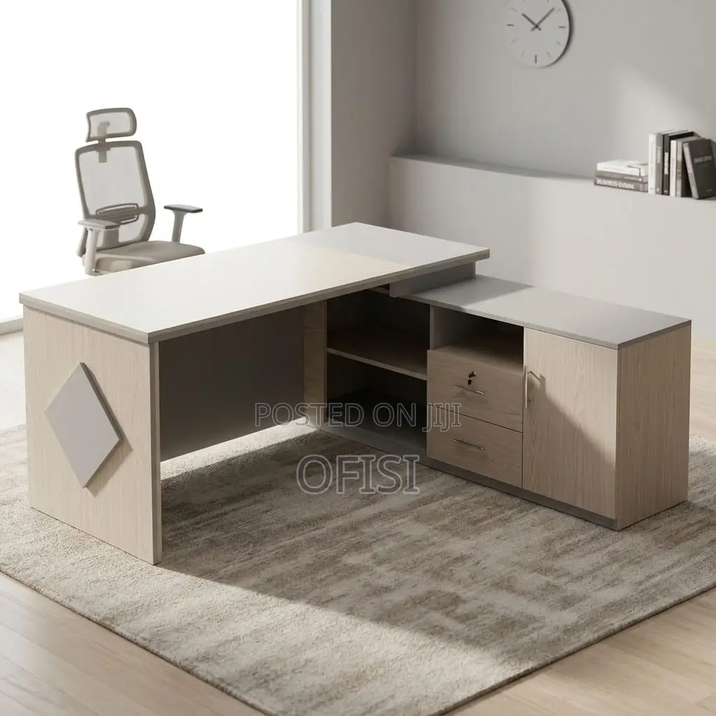 Office Desk; Modern L-Shaped Executive Desk