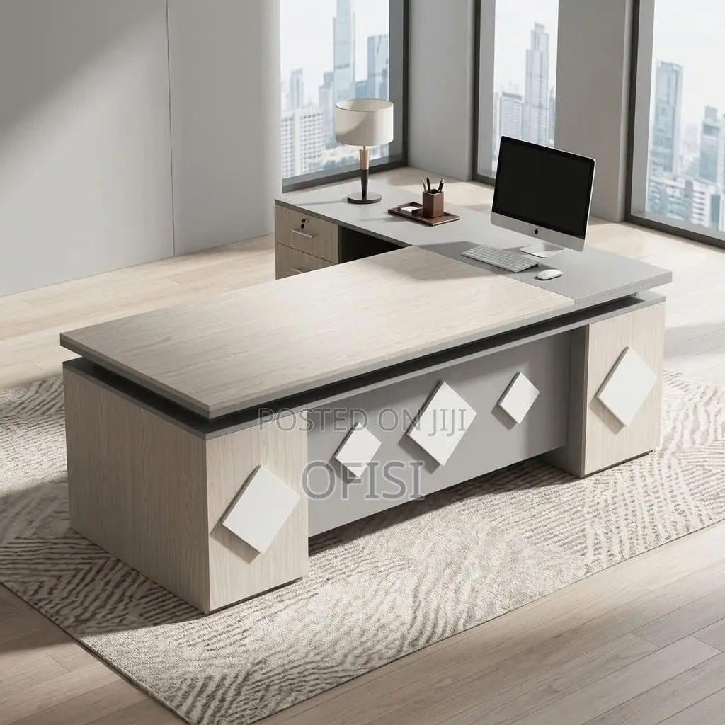 Office Desk; Modern L-Shaped Executive Desk