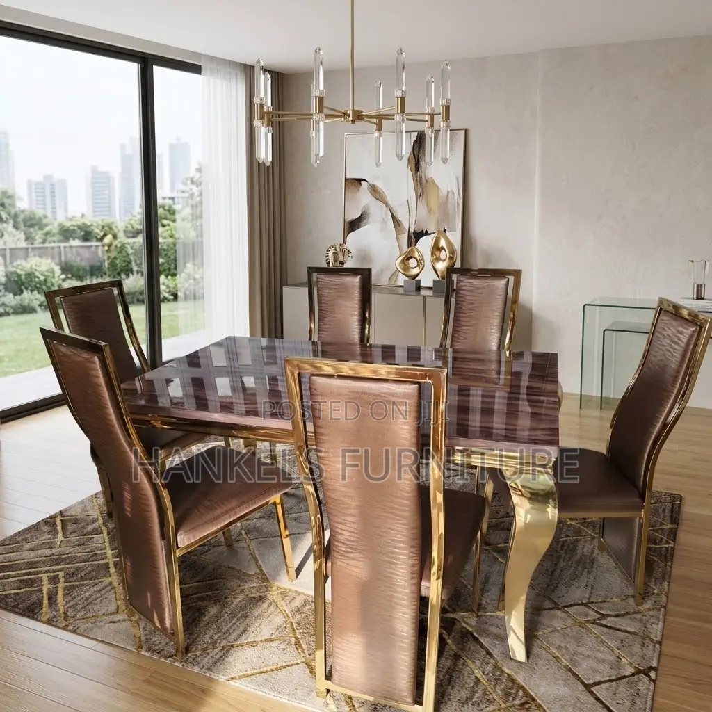 6 Seater Marble Dining Set – Elegant Modern Dining Table