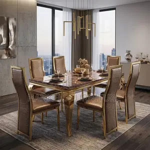 6 Seater Marble Dining Set – Elegant Modern Dining Table