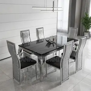 6 Seater Marble Dining Set – Modern Family Dining Table