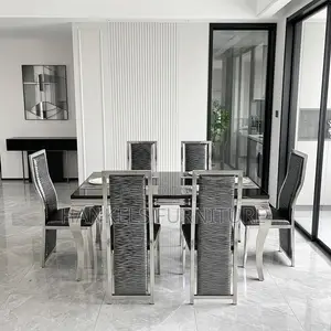 6 Seater Marble Dining Set – Modern Family Dining Table