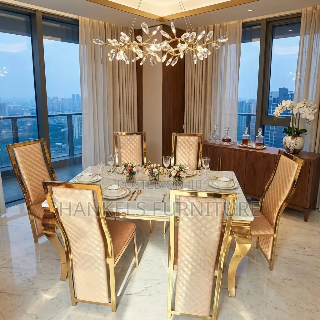 6 Seater Marble Dining Set – Stylish Dining Table Chairs