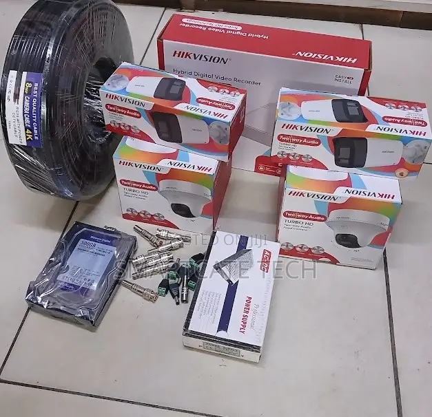 4CH Hikvision CCTV System With 2 Dome + 2 Bullet Cameras Audio