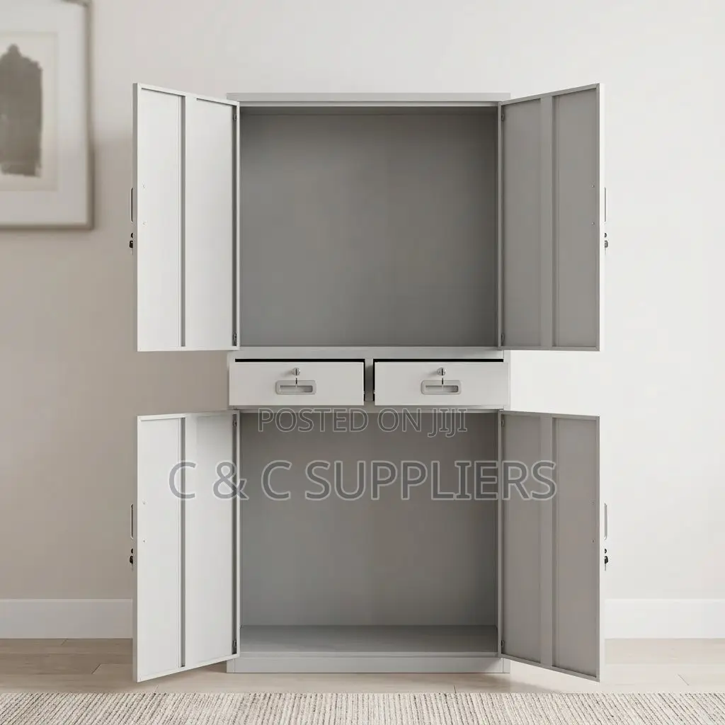 4-Door Metallic Cabinet With Drawers