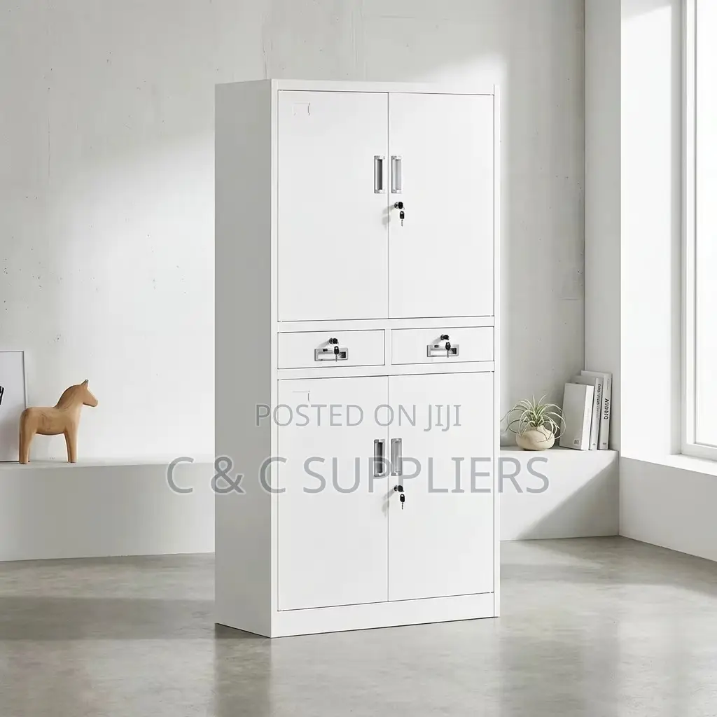 4-Door Metallic Cabinet With Drawers