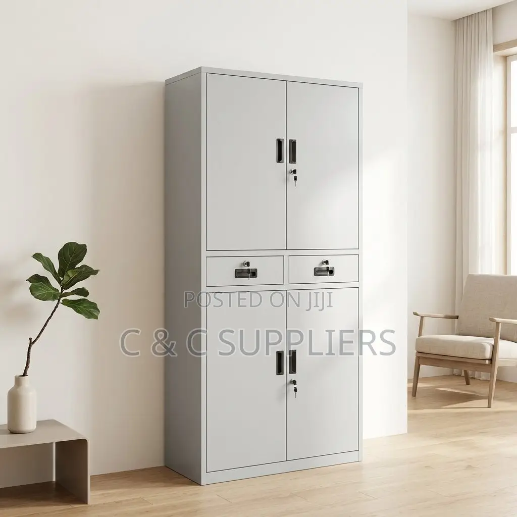4-Door Metallic Cabinet With Drawers