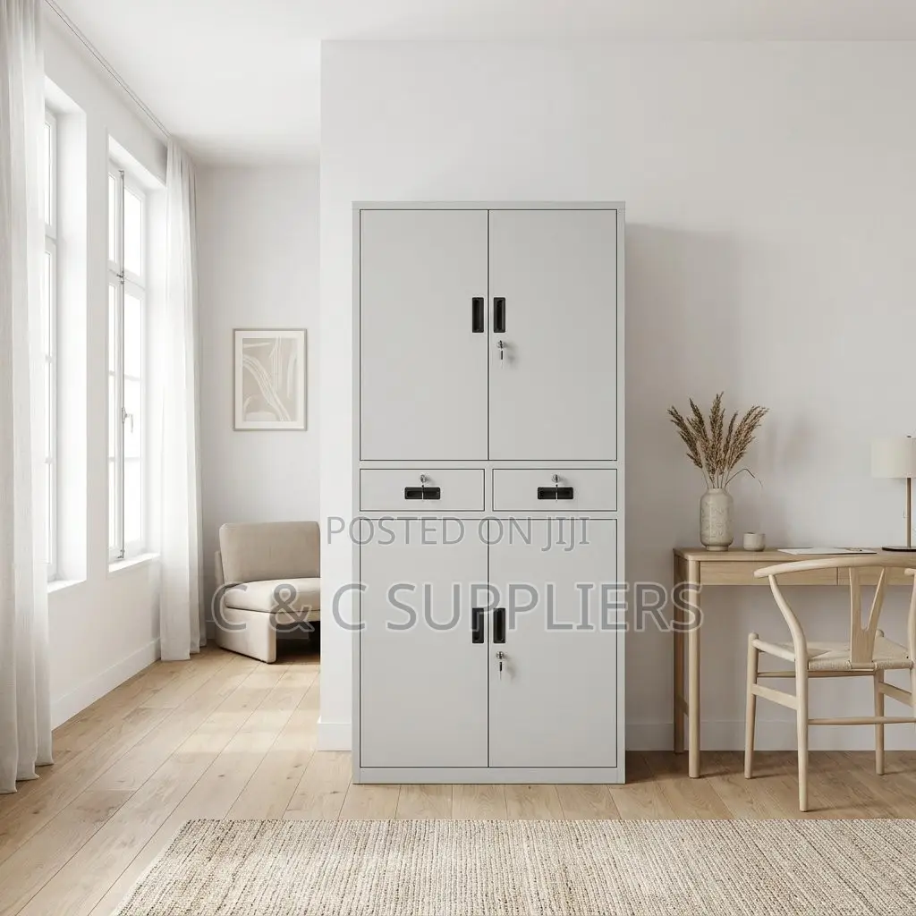 4-Door Metallic Cabinet With Drawers