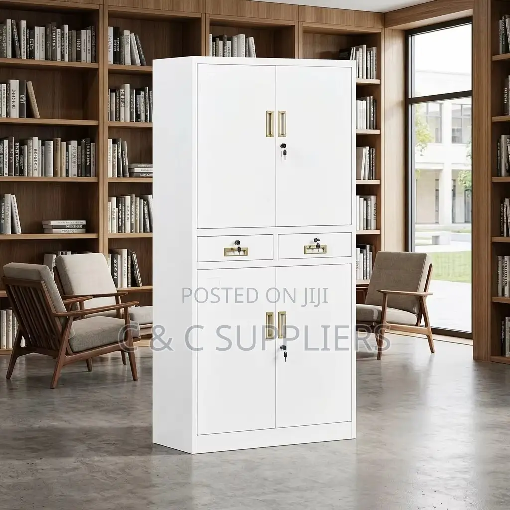 4-Door Metallic Cabinet With Drawers