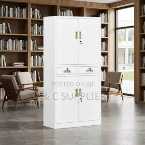 4-Door Metallic Cabinet With Drawers