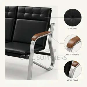 5-Seater Black Hospital Reception Sofa Set.