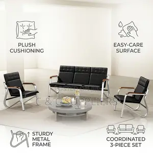 5-Seater Black Hospital Reception Sofa Set.