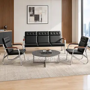5-Seater Black Hospital Reception Sofa Set.
