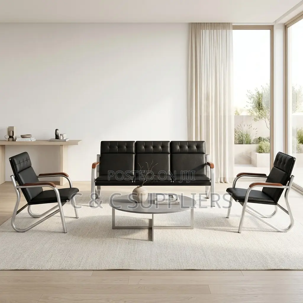 5-Seater Black Hospital Reception Sofa Set.