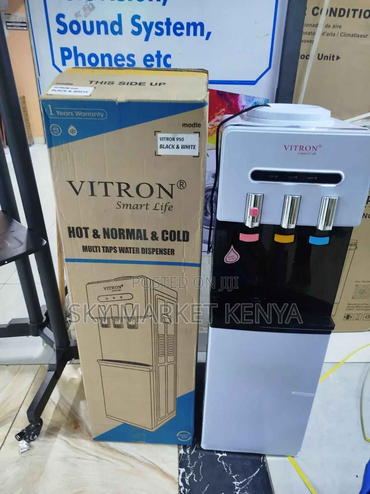 Von Water Dispenser 3 Taps Black and White