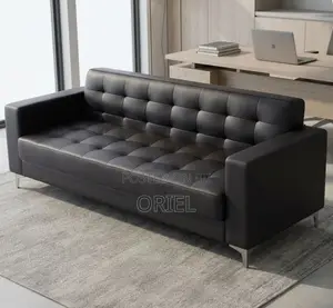 Office Sofa : 3-Seater Leather Office Waiting Sofa