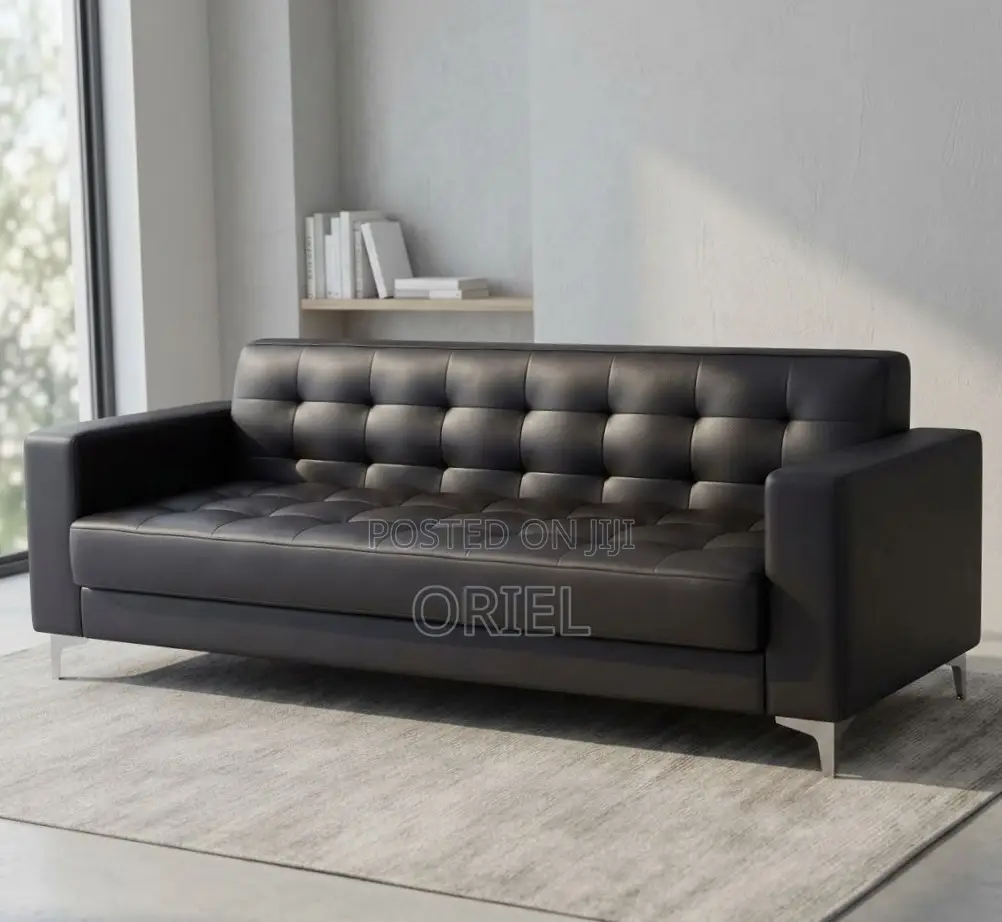 Office Sofa : 3-Seater Leather Office Waiting Sofa