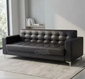 Office Sofa : 3-Seater Leather Office Waiting Sofa