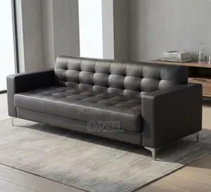 Office Sofa : 3-Seater Leather Office Waiting Sofa
