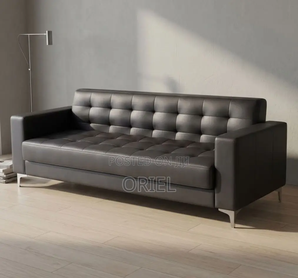 Office Sofa : 3-Seater Leather Office Waiting Sofa