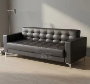 Office Sofa : 3-Seater Leather Office Waiting Sofa