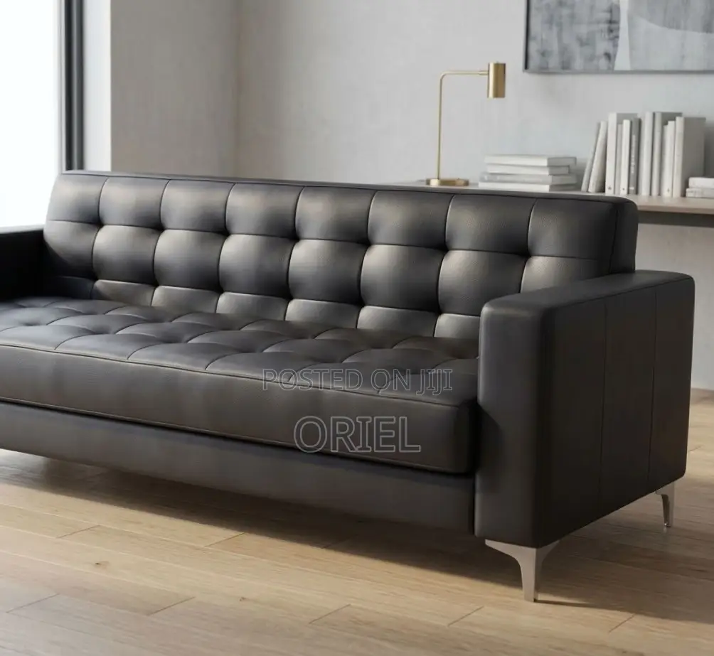 Office Sofa : 3-Seater Leather Office Waiting Sofa