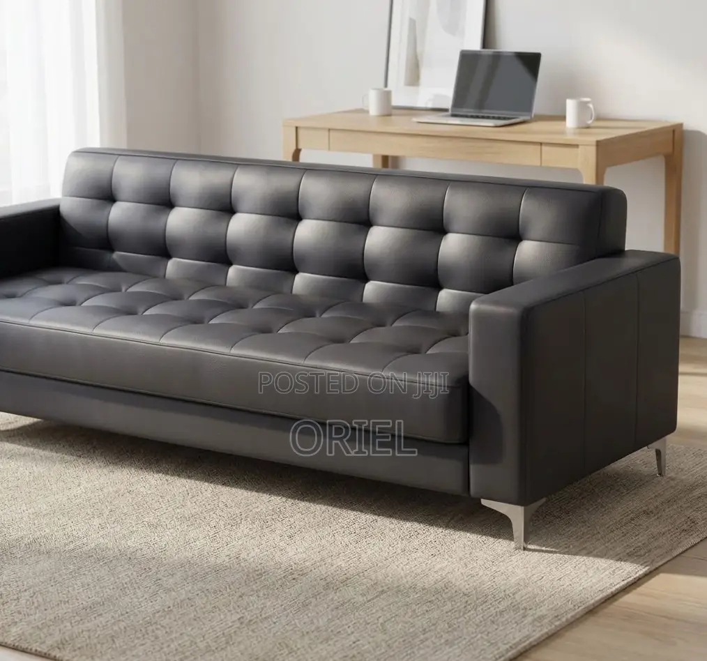 Office Sofa : 3-Seater Leather Office Waiting Sofa