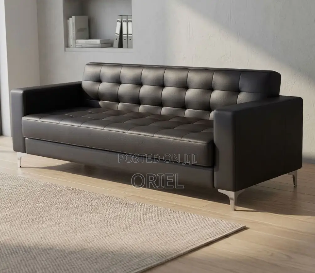 Office Sofa : 3-Seater Leather Office Waiting Sofa