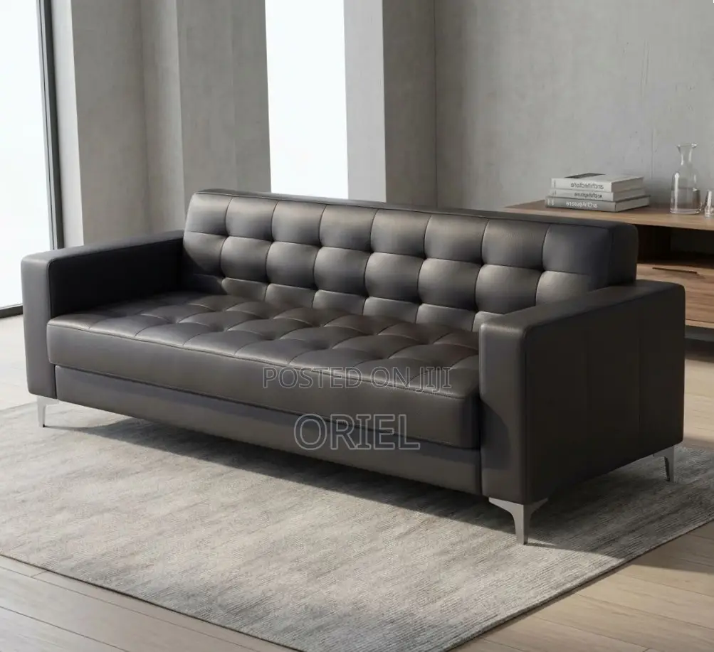 Office Sofa : 3-Seater Leather Office Waiting Sofa