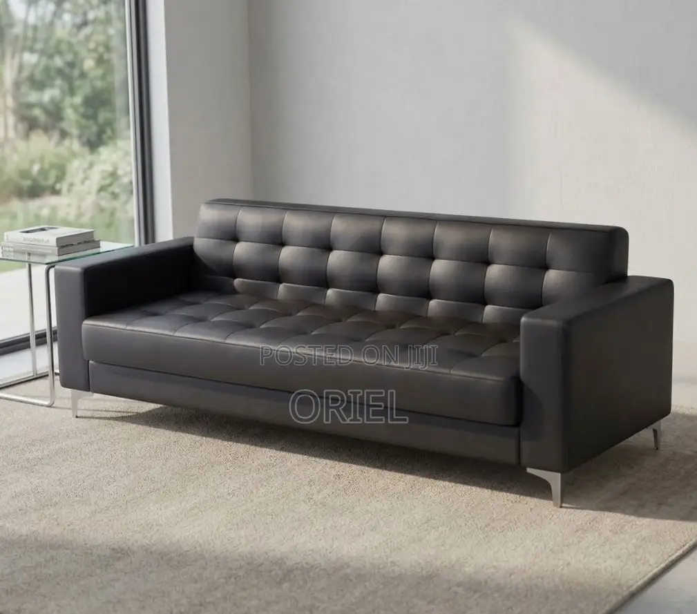Office Sofa : 3-Seater Leather Office Waiting Sofa
