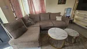 L Shaped Sofa With Duo Coffe Table Set
