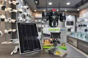 Black Multi-Lens Solar PTZ Security Camera System