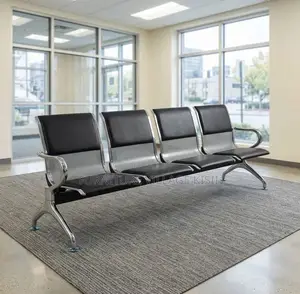 Office Bench; Black Padded 4-Seater Lobby Bench