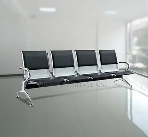 Office Bench; Black Padded 4-Seater Lobby Bench