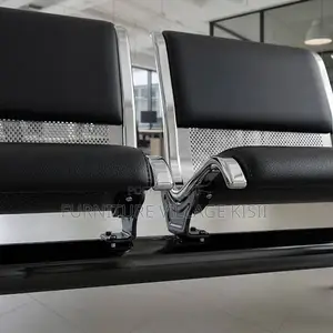 Office Bench; Black Padded 4-Seater Lobby Bench